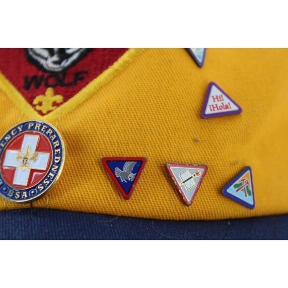 Vintage Cub Scout Hat Cap with 16 Pins Wolf Twill size M/L - Picture 7 of 12